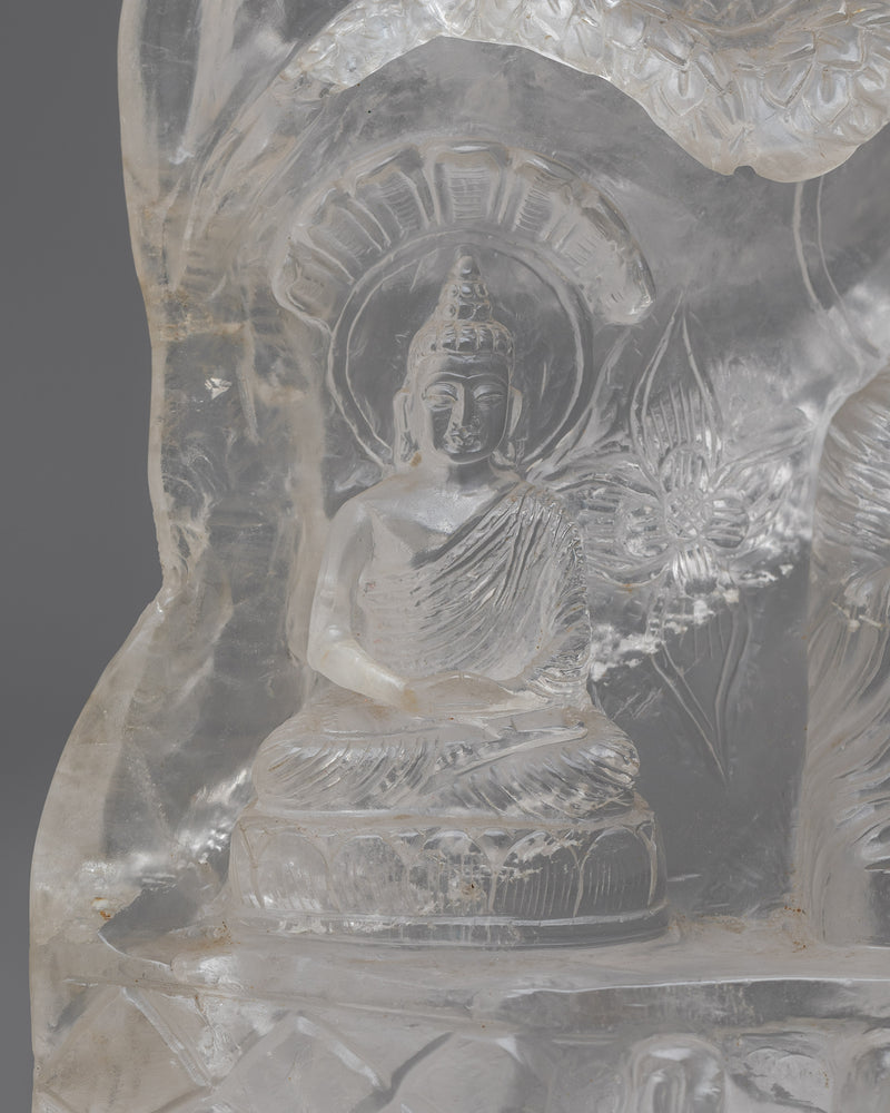 Buddha's Life Story Crystal Sculpture | Handmade in Nepal by Nepali Artists