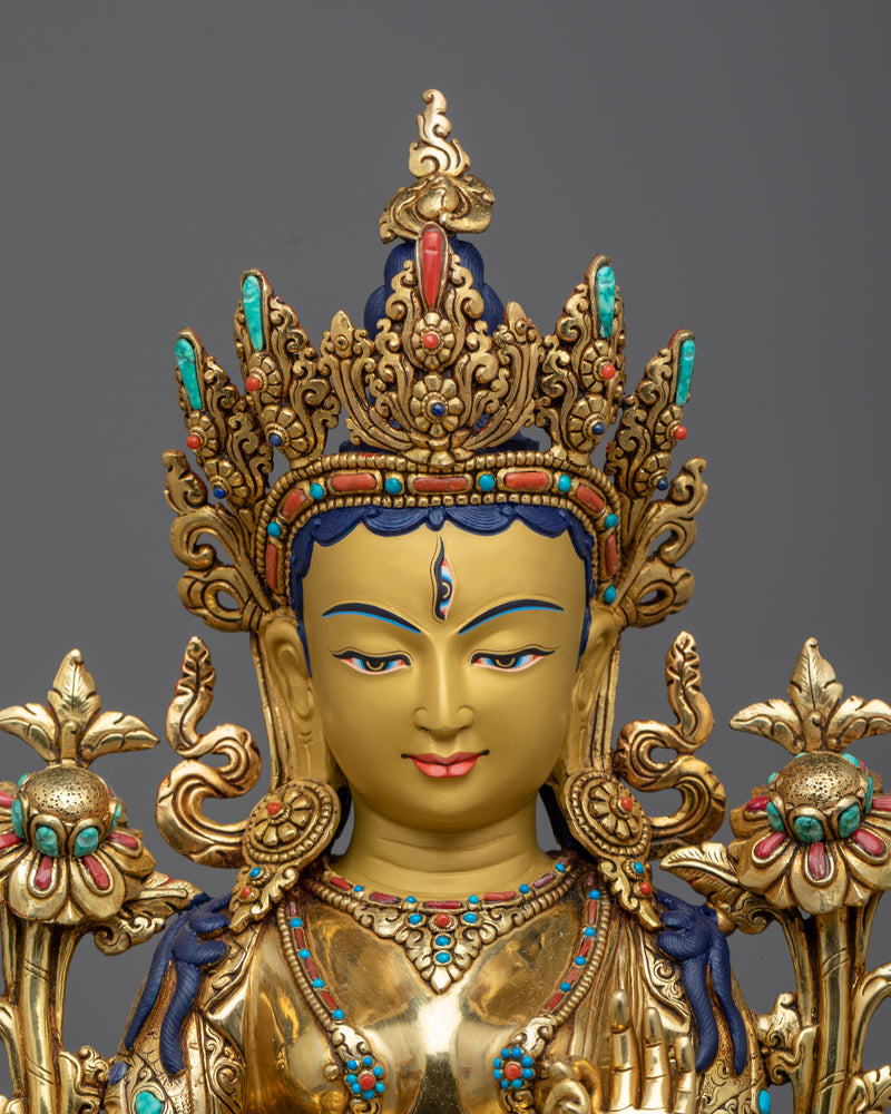 Long Life Goddess White Tara Statue | Premium handcrafted gold sculpture