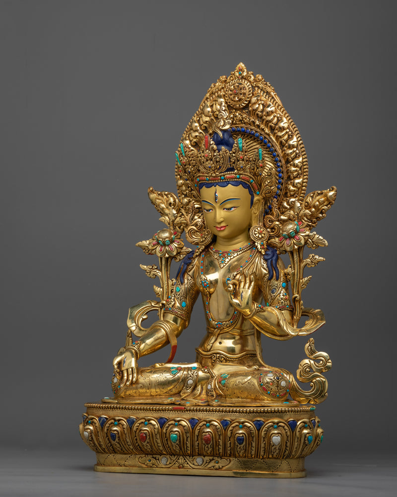 Long Life Goddess White Tara Statue | Premium handcrafted gold sculpture