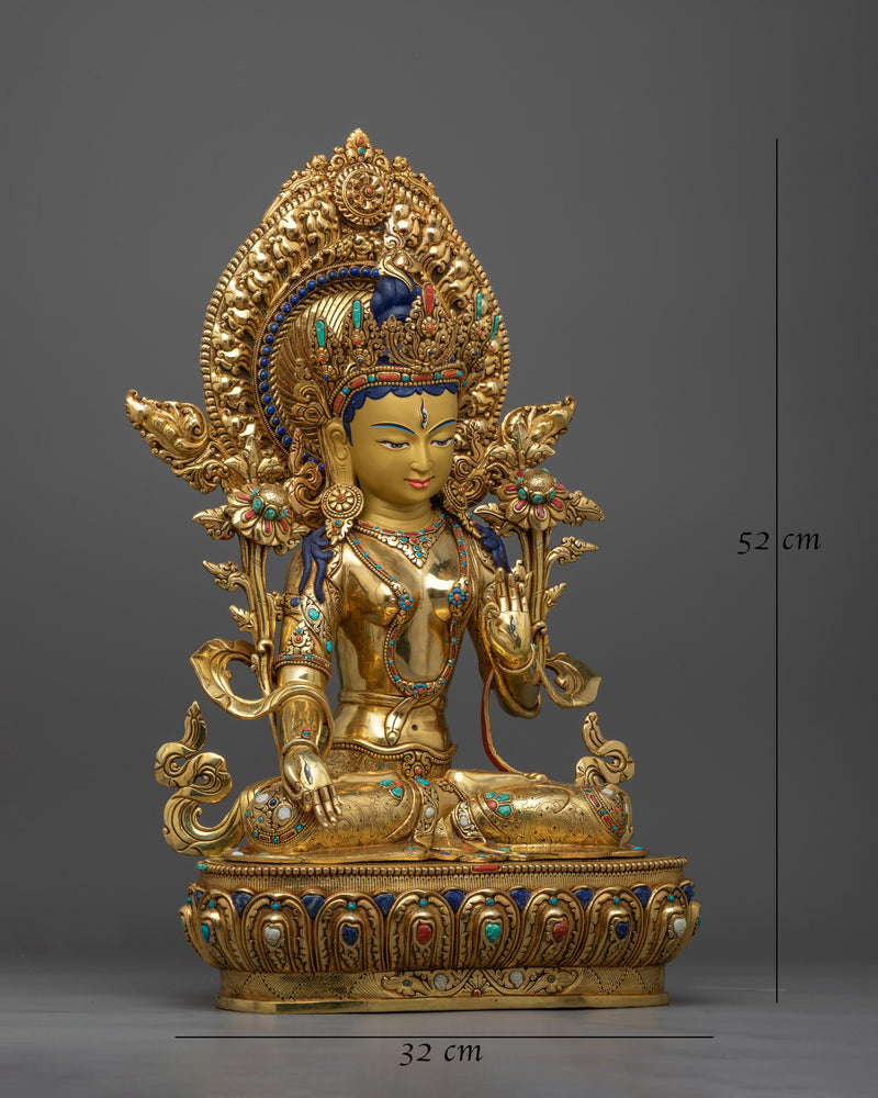 Long Life Goddess White Tara Statue | Premium handcrafted gold sculpture