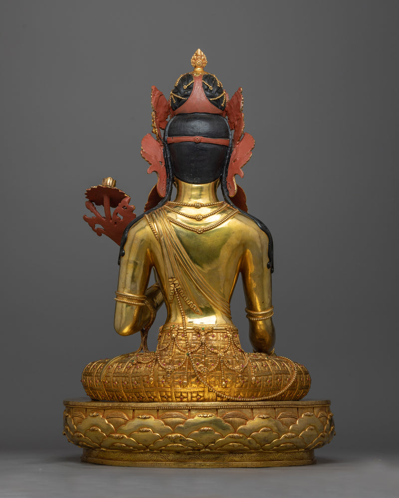 22 Inch White Tara Statue | Handmade 24k Gold Gilded Female Buddha