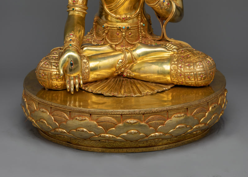 22 Inch White Tara Statue | Handmade 24k Gold Gilded Female Buddha