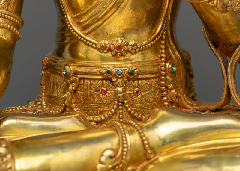 22 Inch White Tara Statue | Handmade 24k Gold Gilded Female Buddha