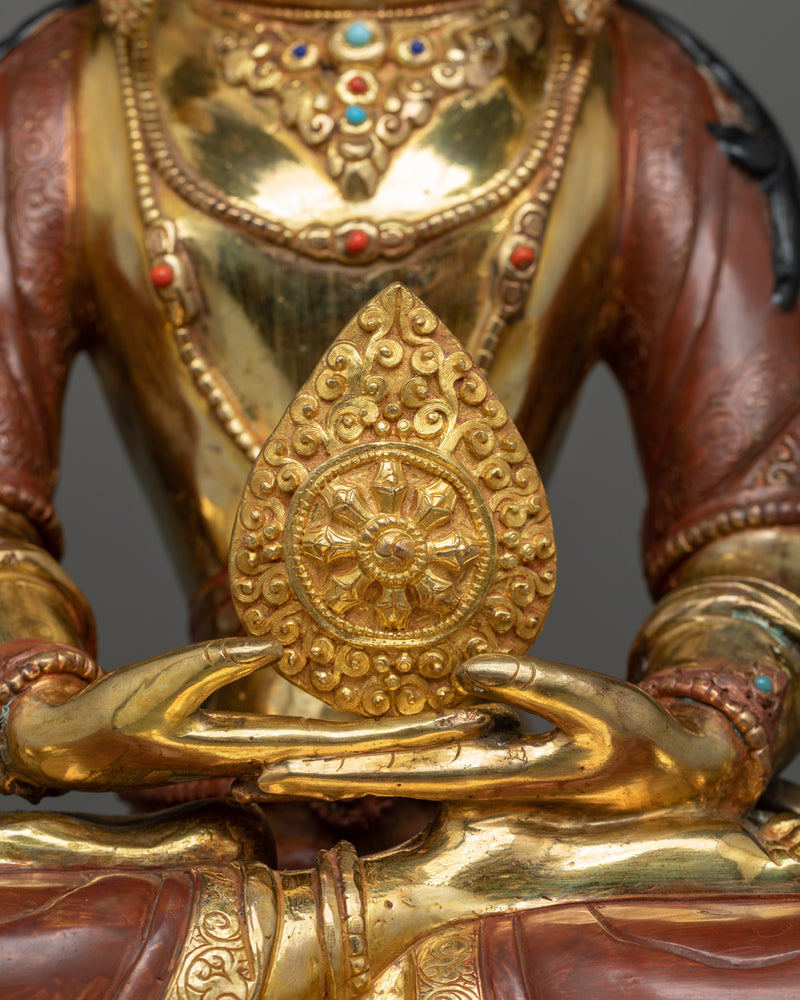 Vairocana Cosmic Buddha Statue | Half Gold Made in Nepal Figurine