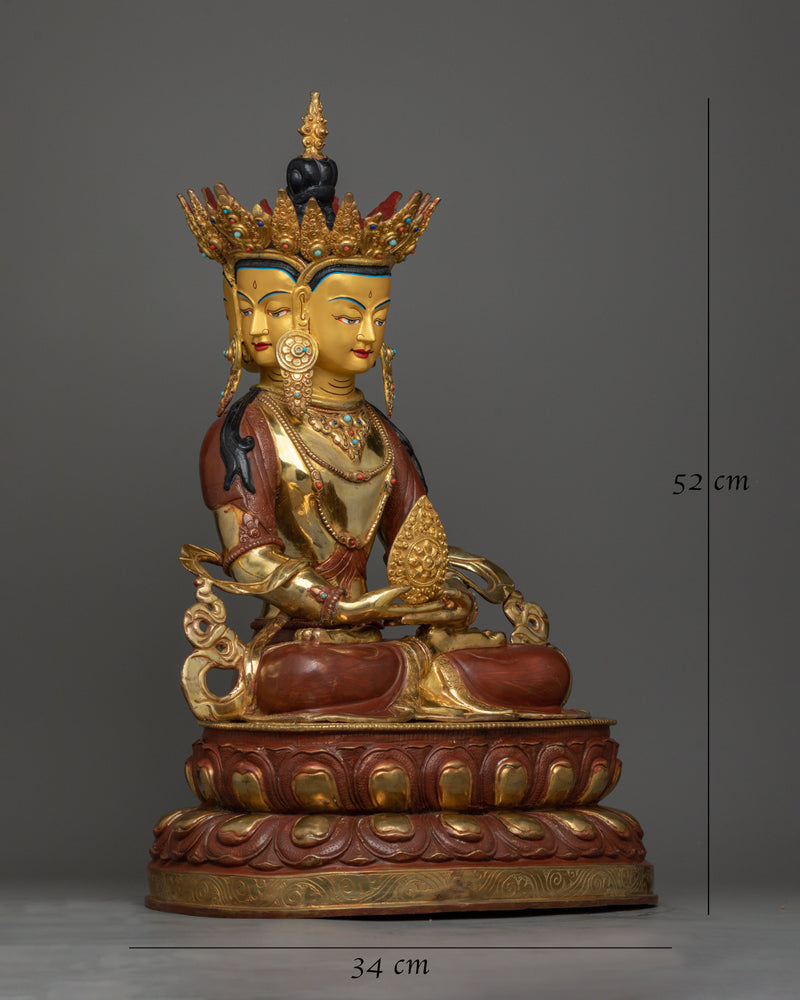 Vairocana Cosmic Buddha Statue | Half Gold Made in Nepal Figurine