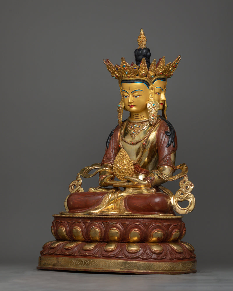 Vairocana Cosmic Buddha Statue | Half Gold Made in Nepal Figurine