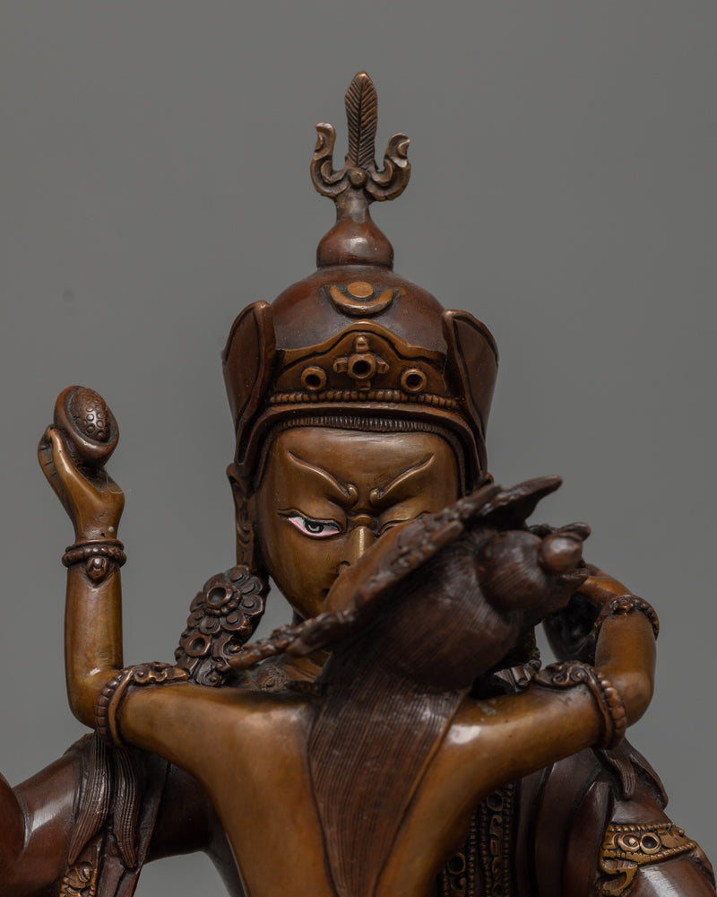 Guru Rinpoche With Consort Oxidized Copper Statue | Traditionally Hand-crafted in Nepal