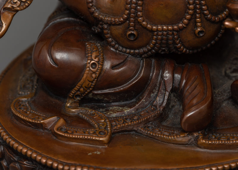 Guru Rinpoche With Consort Oxidized Copper Statue | Traditionally Hand-crafted in Nepal