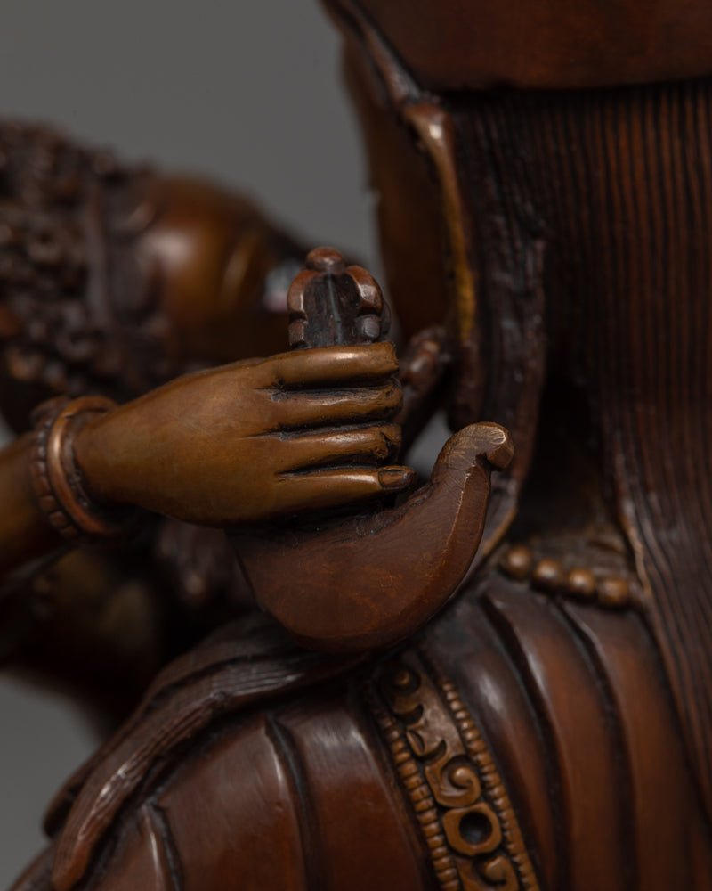 Guru Rinpoche With Consort Oxidized Copper Statue | Traditionally Hand-crafted in Nepal