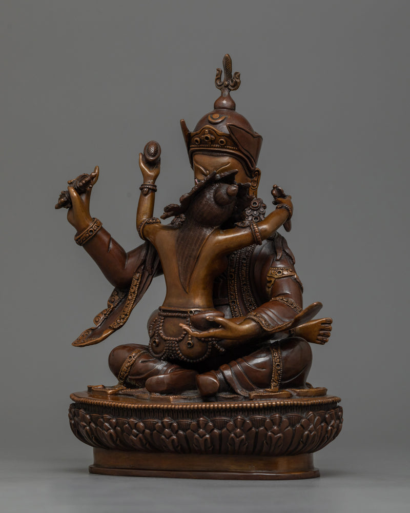 Guru Rinpoche With Consort Oxidized Copper Statue | Traditionally Hand-crafted in Nepal