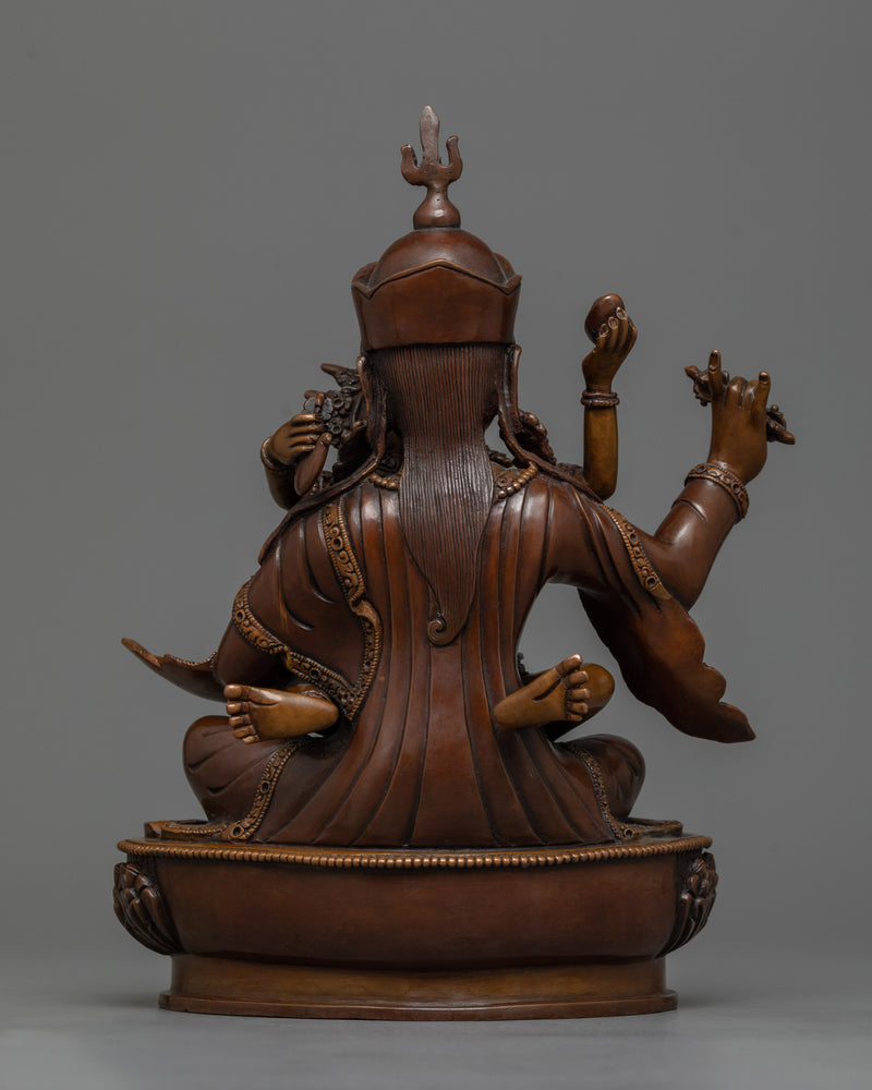 Guru Rinpoche With Consort Oxidized Copper Statue | Traditionally Hand-crafted in Nepal