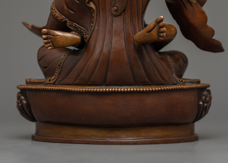 Guru Rinpoche With Consort Oxidized Copper Statue | Traditionally Hand-crafted in Nepal