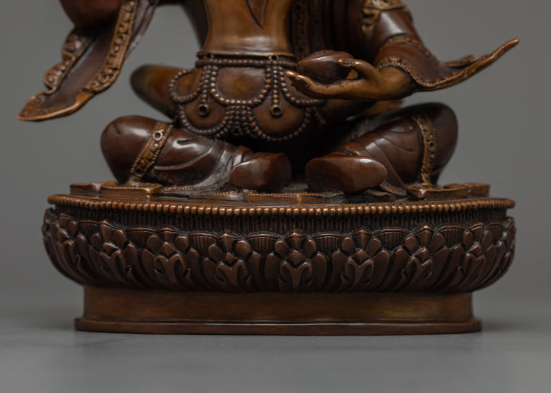 Guru Rinpoche With Consort Oxidized Copper Statue | Traditionally Hand-crafted in Nepal