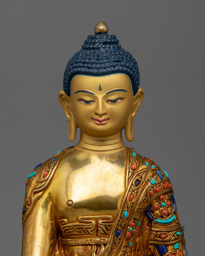 Shakyamuni Buddha Beautifully Decorated Statue | Handmade in Nepal