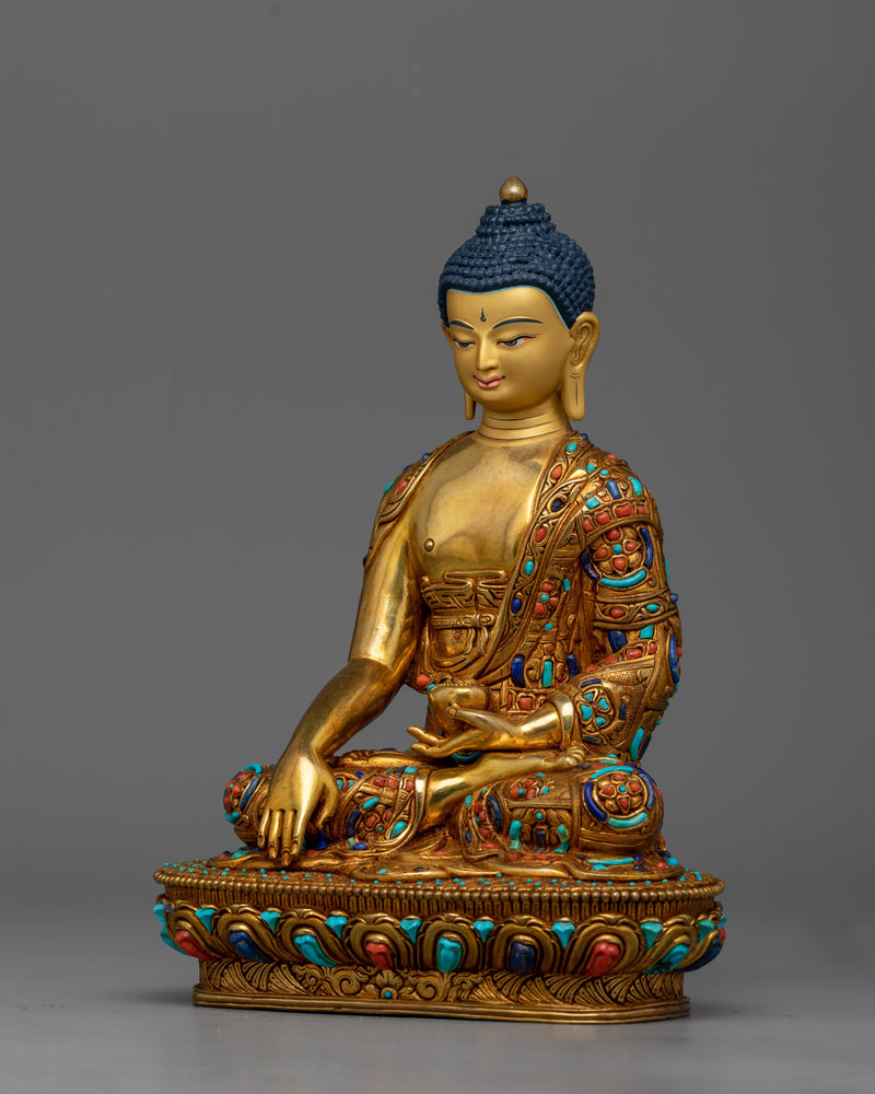 Shakyamuni Buddha Beautifully Decorated Statue | Handmade in Nepal