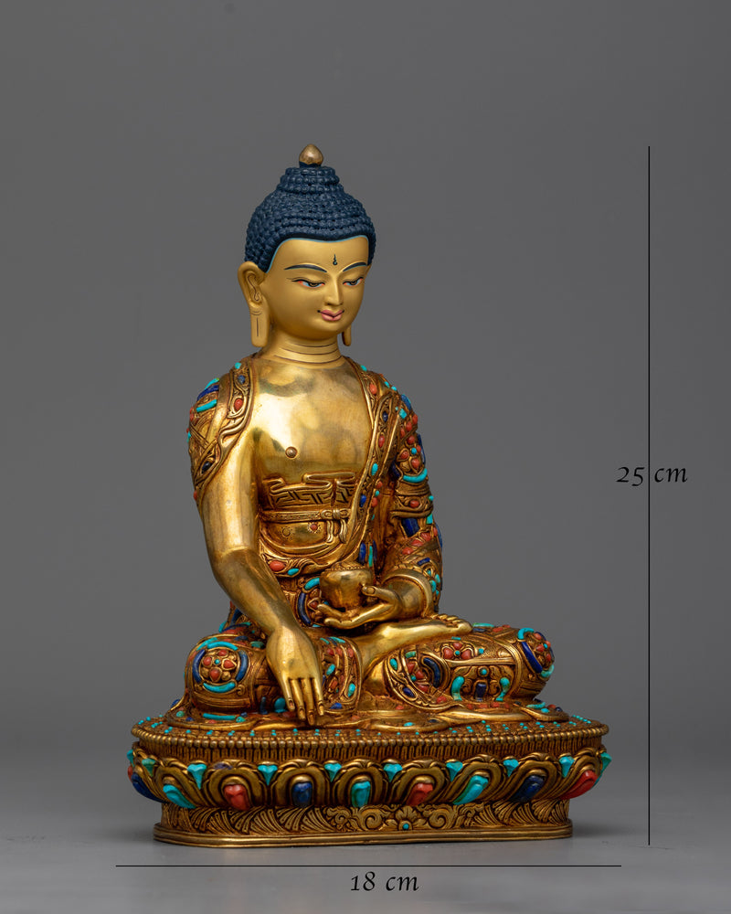 Shakyamuni Buddha Beautifully Decorated Statue | Handmade in Nepal