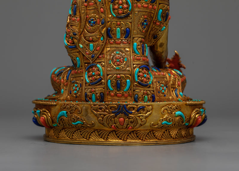 Medicine Buddha Beautifully Decorated Statue | Handmade in Nepal