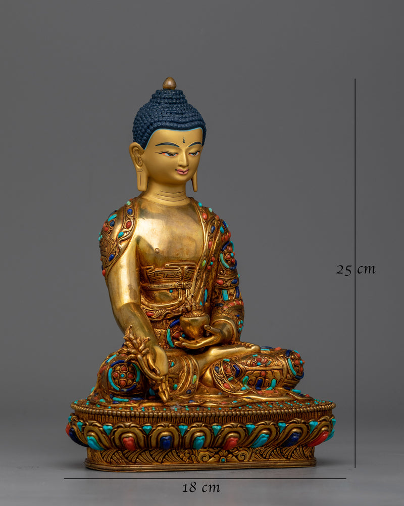 Medicine Buddha Beautifully Decorated Statue | Handmade in Nepal