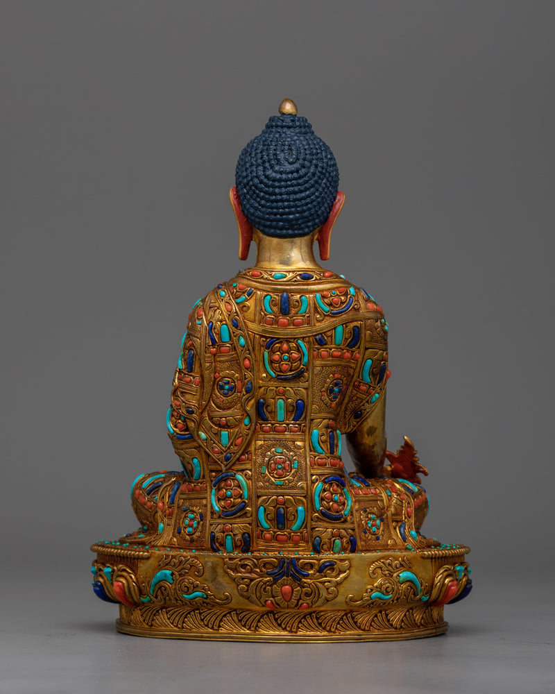 Medicine Buddha Beautifully Decorated Statue | Handmade in Nepal