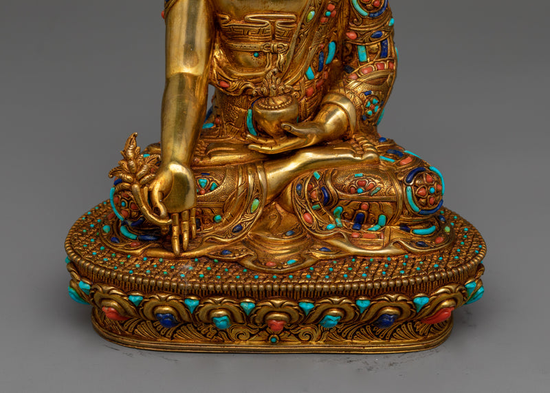 Medicine Buddha Beautifully Decorated Statue | Handmade in Nepal