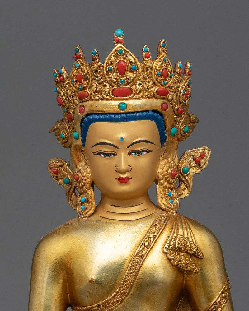 Gold Crown Shakyamuni Buddha Statue | Traditionally Hand-crafted Idol