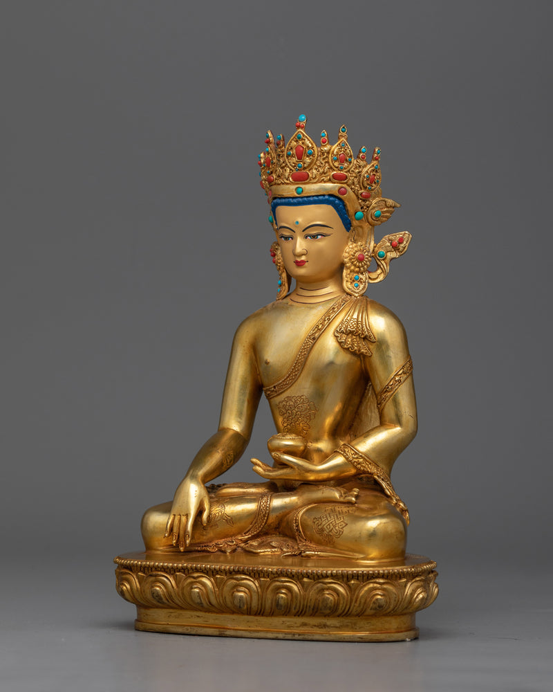 Gold Crown Shakyamuni Buddha Statue | Traditionally Hand-crafted Idol