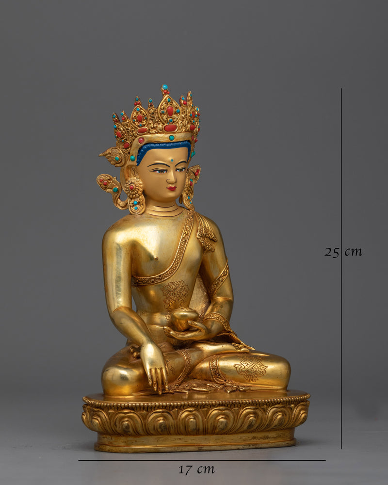 Gold Crown Shakyamuni Buddha Statue | Traditionally Hand-crafted Idol