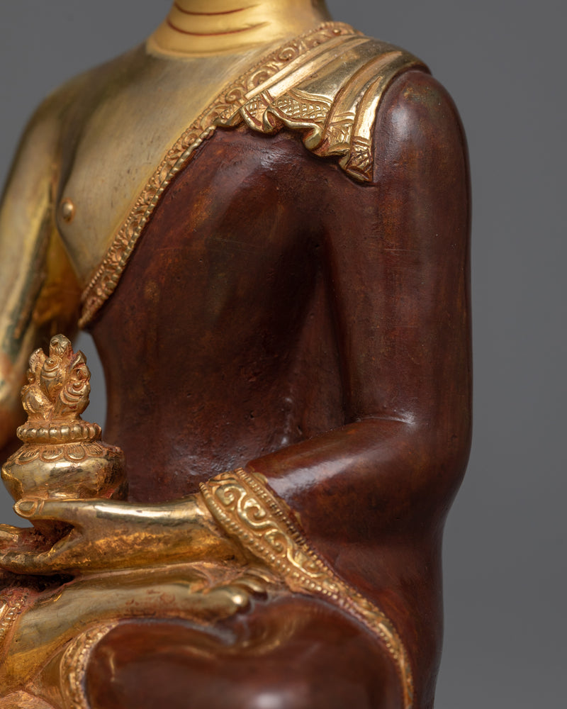 Sangey Menla (Medicine Buddha) Statue | Gold Gilded Copper Art from Nepal