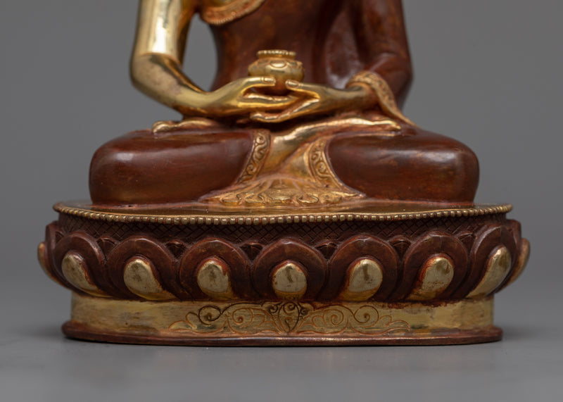 Amitabha Buddha Gold Gilded Oxidized Statue | Symbol of Infinite Light and Compassion