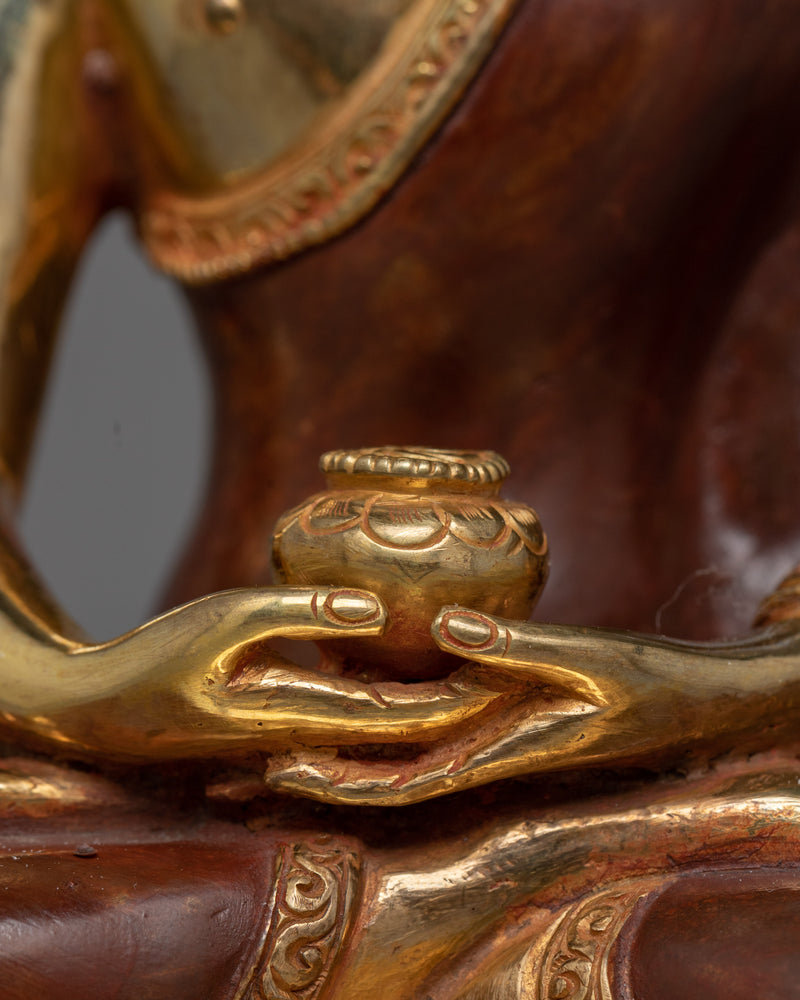 Amitabha Buddha Gold Gilded Oxidized Statue | Symbol of Infinite Light and Compassion