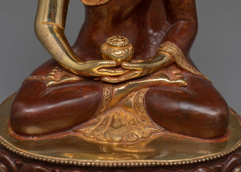 Amitabha Buddha Gold Gilded Oxidized Statue | Symbol of Infinite Light and Compassion