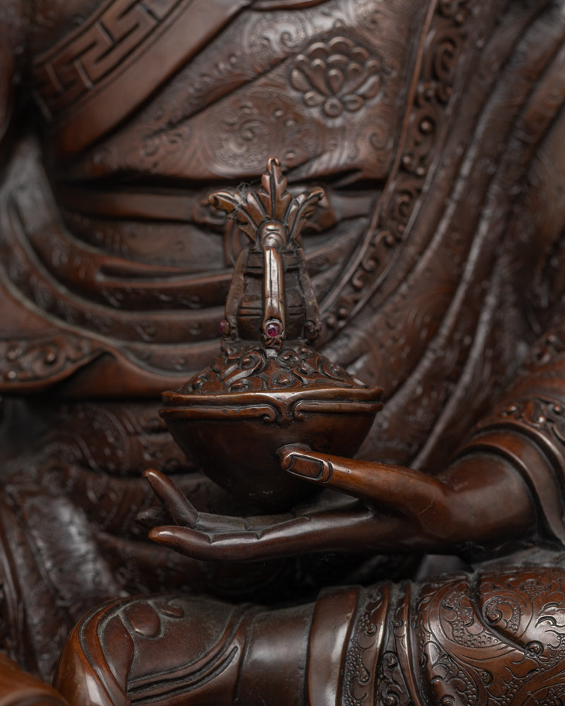 Sacred Guru Padmasambhava Sculpture | Oxidized Copper Masterpiece