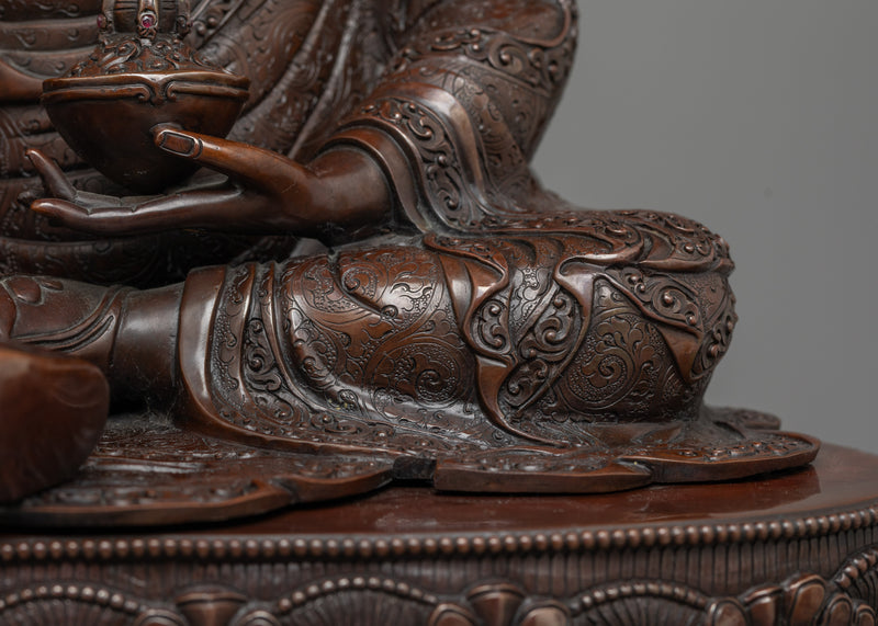 Sacred Guru Padmasambhava Sculpture | Oxidized Copper Masterpiece