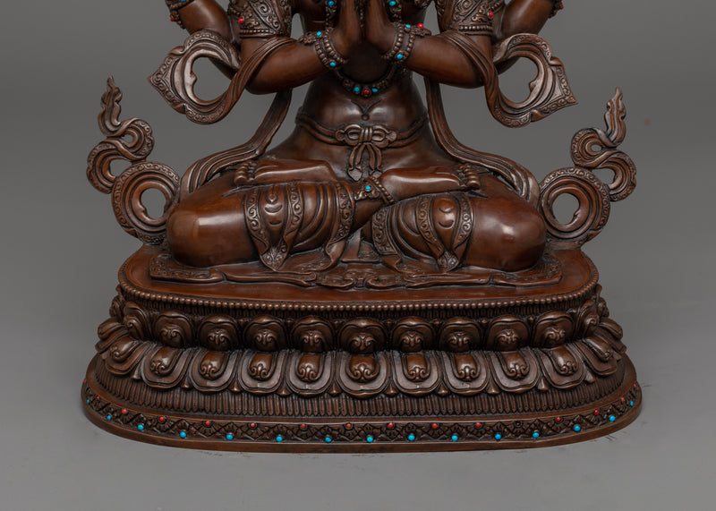 Chenrezig Serene Oxidized Statue | Handcrafted Symbol of Compassion