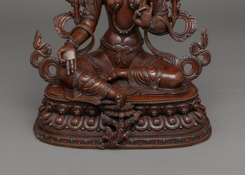 Oxidized Green Tara Figure | Handcrafted Symbol of Compassion