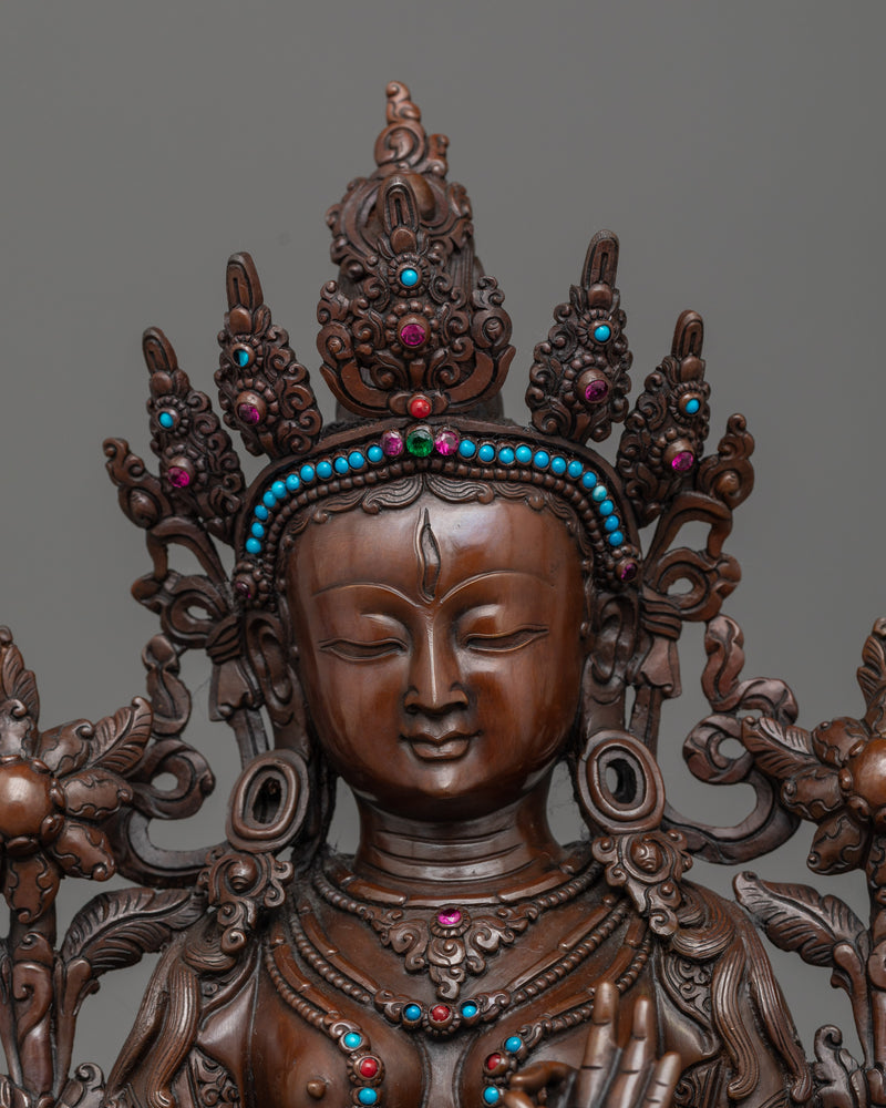 Oxidized White Tara Figure | Handcrafted Emblem of Compassion