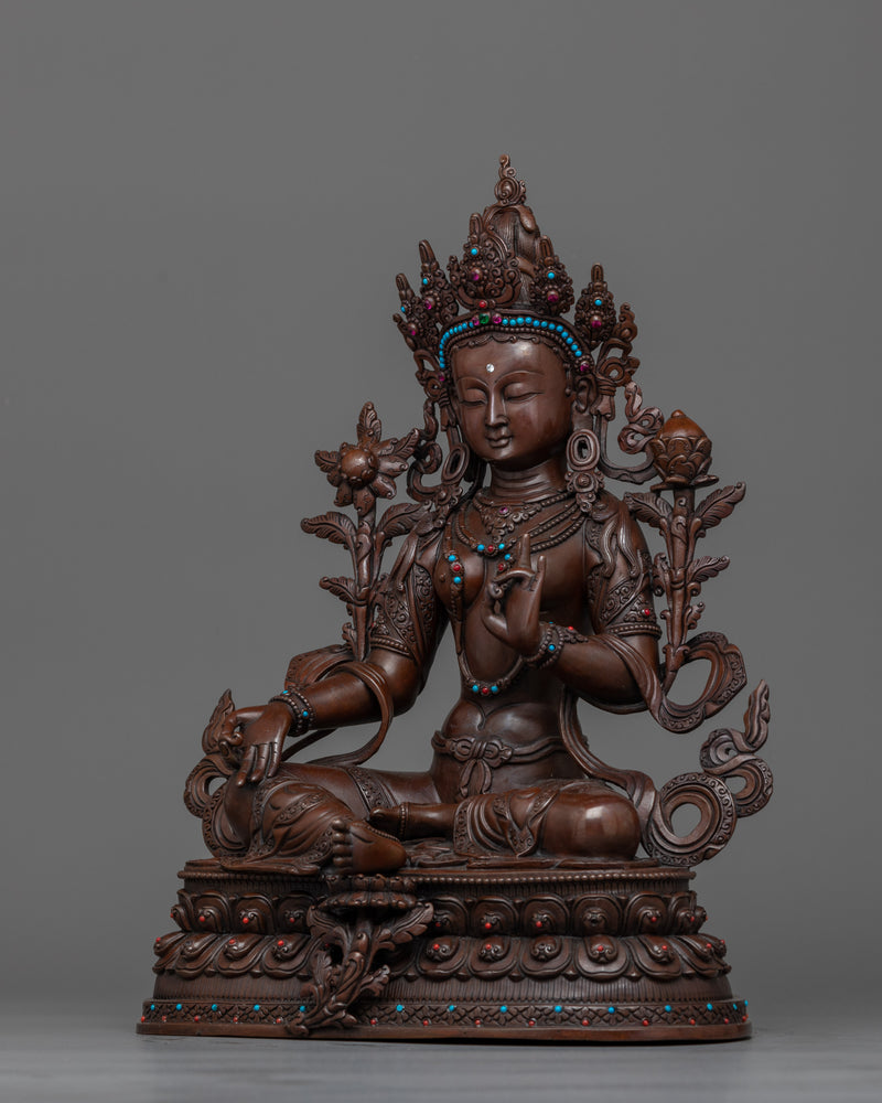 Oxidized Green Tara Figure | Handcrafted Symbol of Compassion