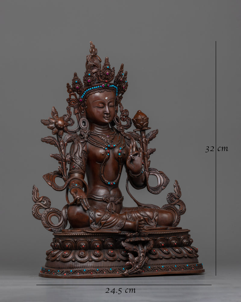 Oxidized Green Tara Figure | Handcrafted Symbol of Compassion