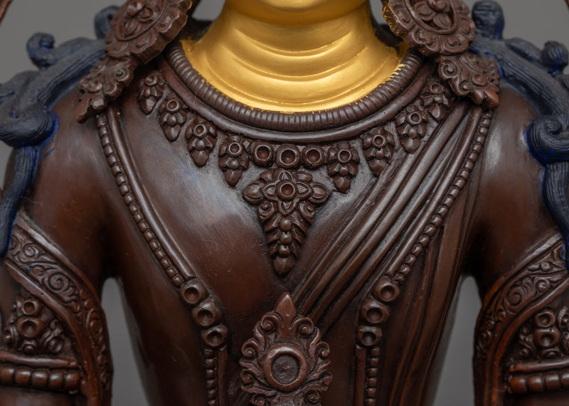 Gold Face Amitayus Statue | Handmade Sculpture of Buddha of Infinite Life