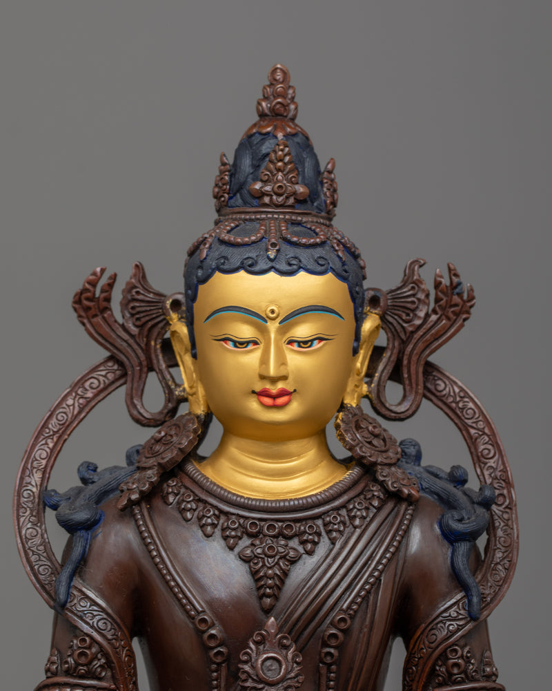 Gold Face Amitayus Statue | Handmade Sculpture of Buddha of Infinite Life