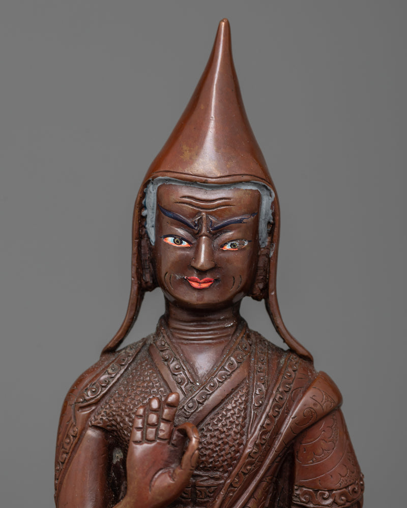 Copper Tsongkhapa With Disciples Statue | Handmade Statues of Buddhist Masters