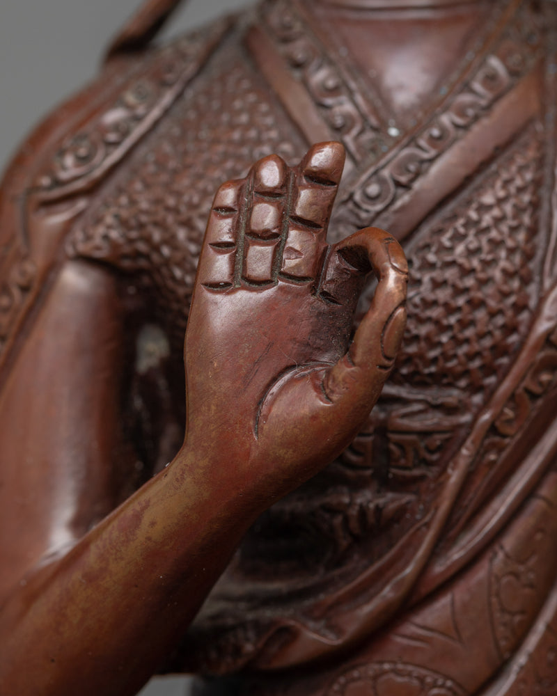 Copper Tsongkhapa With Disciples Statue | Handmade Statues of Buddhist Masters