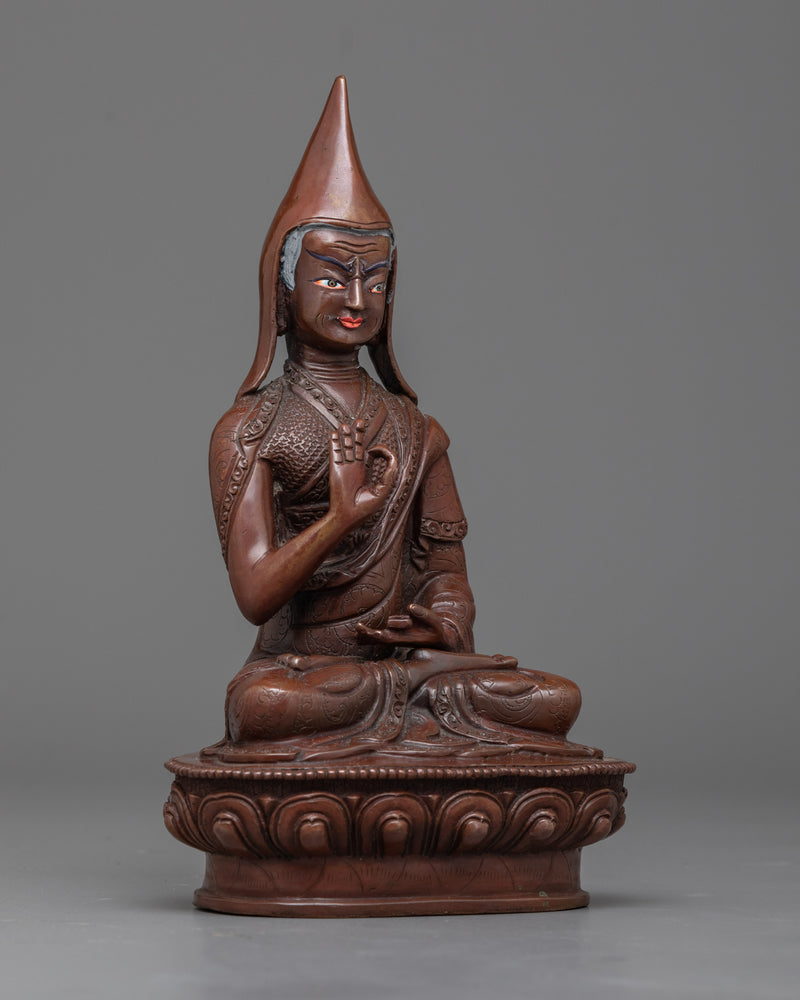 Copper Tsongkhapa With Disciples Statue | Handmade Statues of Buddhist Masters