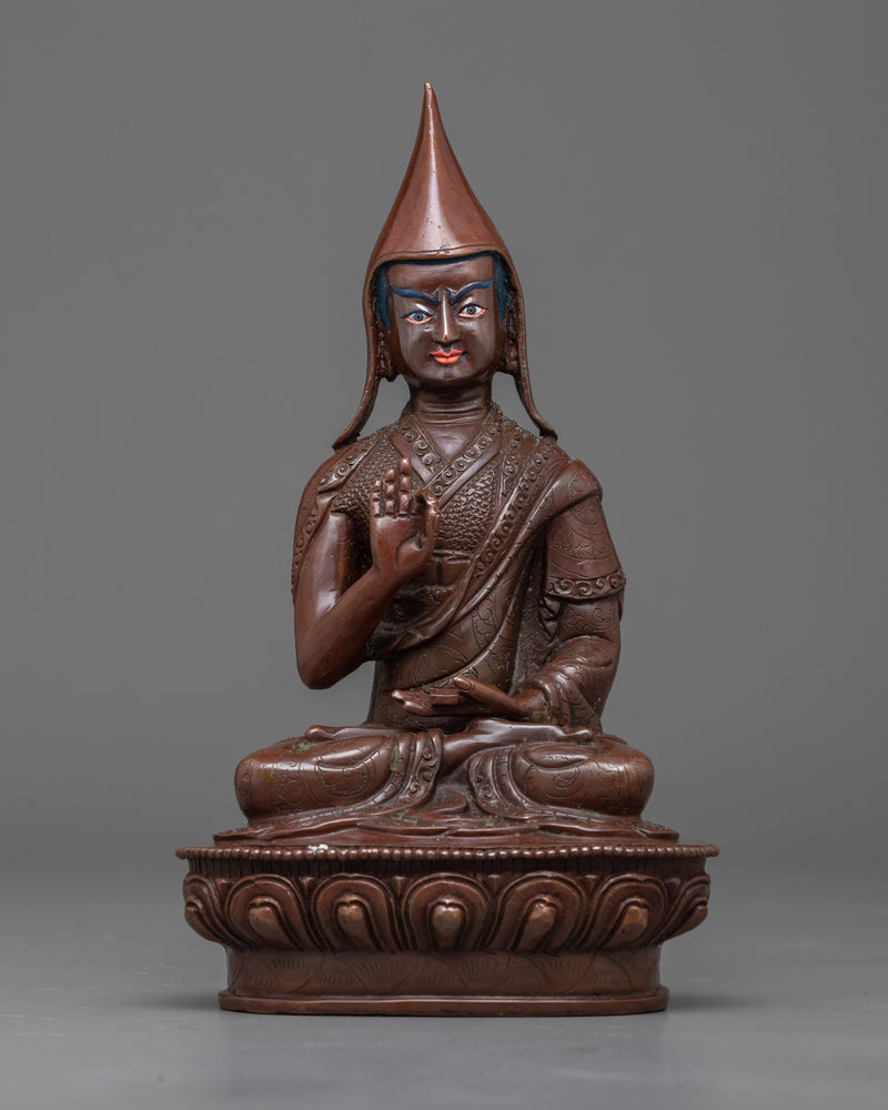 Copper Tsongkhapa With Disciples Statue | Handmade Statues of Buddhist Masters