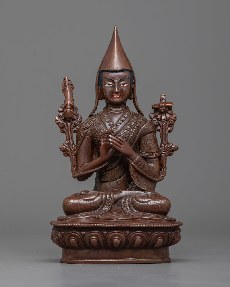 Copper Tsongkhapa With Disciples Statue | Handmade Statues of Buddhist Masters