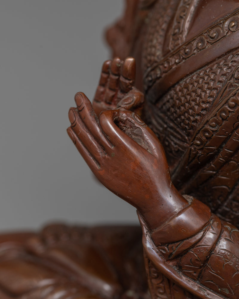 Copper Tsongkhapa With Disciples Statue | Handmade Statues of Buddhist Masters