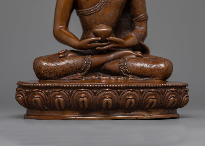 26cm Copper Amitabha Buddha Statue | Handcrafted Art of Nepal