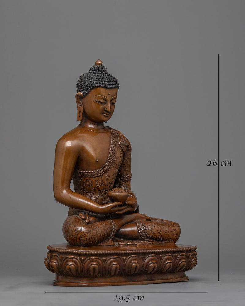 26cm Copper Amitabha Buddha Statue | Handcrafted Art of Nepal