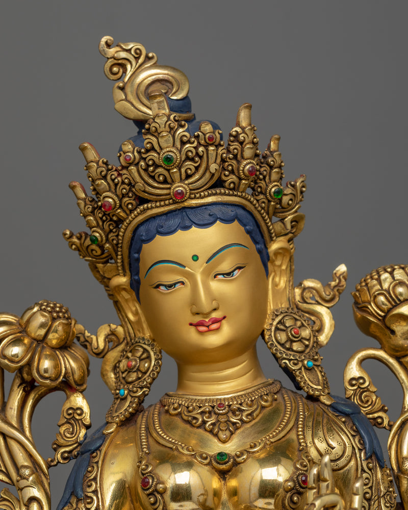 Green Tara Buddhist Goddess Statue | Handmade Premium Quality Figure of Female Buddha