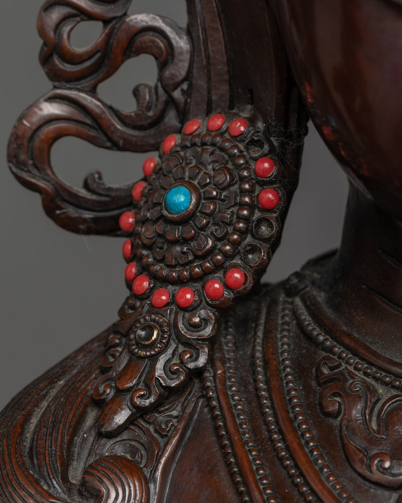 Green Tara's Brown Oxidized Sculpture | Handcrafted Copper Artwork